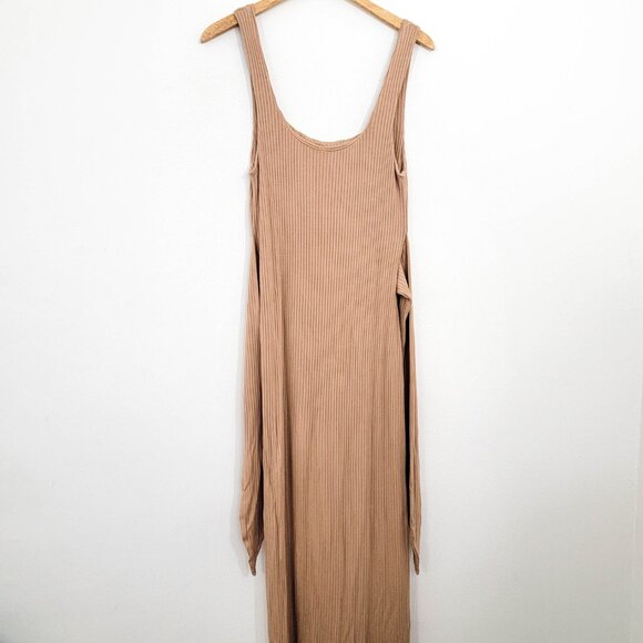 Reformation Hosby Ribbed Midi Dress in Buff Tan XL - Picture 5 of 10